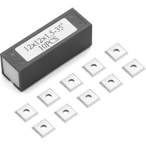 10pcs Square Shape Tungsten Carbide Cutters Inserts Set, SainSmart Wood Lathe Turning Tool Replacement Cutter Accessories, 12x12x1.5mm, 35° Cutting Bevel