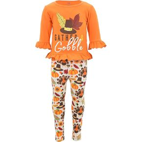 Unique Baby Girls Toddlers Kids Clothes 2pc Long Sleeve Graphic Shirt with Leggings Set