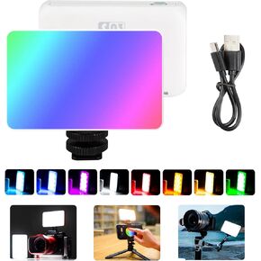 RGB LED Camera Video Light, Portable Rechargeable On-Camera LED Video Photography Lighting, RGB Camera LED Panel Light for Photography, Video, YouTube, TikTok Lighting | CRI95+ 2800K-6800K
