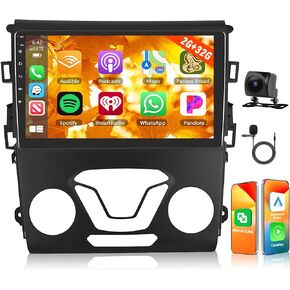 Podofo【2+32G】 Car Stereo for Ford Fusion Mondeo 2013-2019 with Wireless Apple Carplay&Android Auto,Android 13 9" Car Radio with Mirror Link,Bluetooth,GPS,WiFi,SWC,FM&RDS,EQ,DSP+AHD Backup Camera+MIC