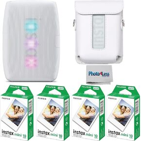 Fujifilm Instax Mini Link 3 Printer (Clay White) Bundle Instax Mini Film (40 Sheets), Instax Mini Link 3 Protective Case