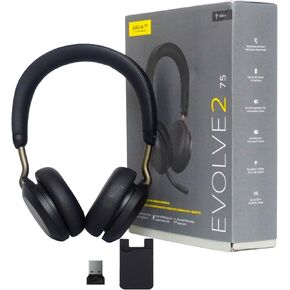 Jabra Evolve2 75 Wireless Headset Stereo UC with Stand, Bluetooth Dongle, Compatible with Zoom, Webex, Skype, Smartphones, Tablets, PC/MAC, 27599-989-989, Bundled with Global Teck Gold Support Plan