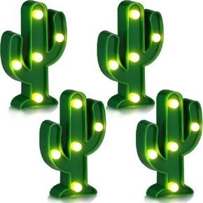 Jutom 4 Pieces LED Cactus Light Mexican Party Decorations Cactus Night Decor Cinco De Mayo Decorations Cute Lamp for Table Bedroom Party Decorations