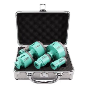 Diamond Core Drill Bits Set 6pcs Tile Hole Saw Kit for Porcelain Tile Ceramic Marble Brick Concrete with 5/8-11 Thread(25/35/50/65/75mm+20mm Finger Bit)