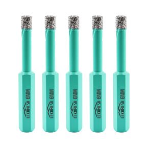 Diamond Core Drill Bits Tile Hole Saw Cutter 6MM 5pcs HEX Shank Dry Drilling for Porcelain Ceramic Tile Granite Marble Stone Vacuum Brazed Diamond Drill Bits