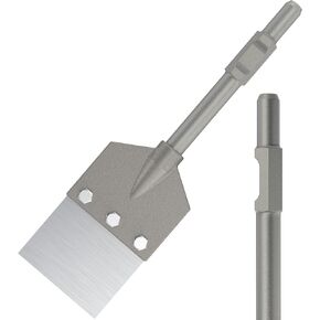 Heavy-Duty Floor Scraper System Chisel - Commercial Thinset, Mortar, Adhesive Removal, Demo Bit fits Demolition Hammer Carts with Round Top Notch Shank