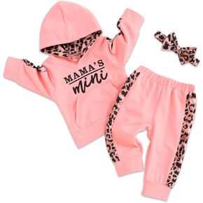 oklady Baby Girl Clothes Litter Print Hoodie Tops Patchwork Design Pants Baby Girl Fall Winter Outfits in Kuwait