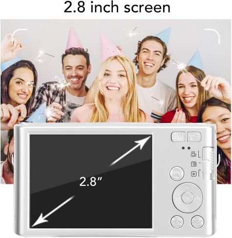 كاميرا رقمية للأطفال بدقة 4K بدقة 48 ميجابكسل للمراهقين، كاميرات فيديو صغيرة محمولة صغيرة الحجم مقاس 2.8 بوصة مع تقريب رقمي 16X، للأطفال والبنات والأولاد (فضي) in Saudi Arabia