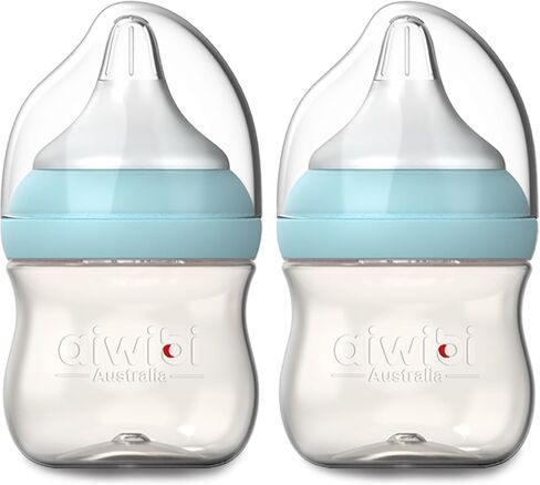 PPSU Anti-Colic Baby Bottles, 4 oz (2 Count), Slow Flow Nipples for Breastfeeding Babies, BPA Free, Newborn and Infant Bottles, 0+ Months,Natural Feel, Easy to Clean (Blue) in Saudi Arabia