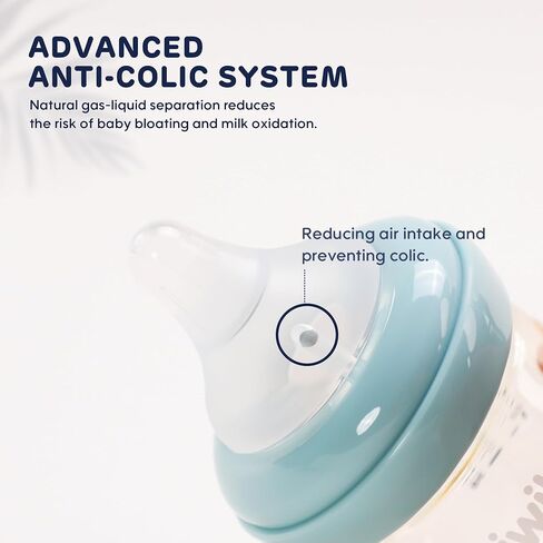 PPSU Anti-Colic Baby Bottles, 4 oz (2 Count), Slow Flow Nipples for Breastfeeding Babies, BPA Free, Newborn and Infant Bottles, 0+ Months,Natural Feel, Easy to Clean (Blue) in Saudi Arabia