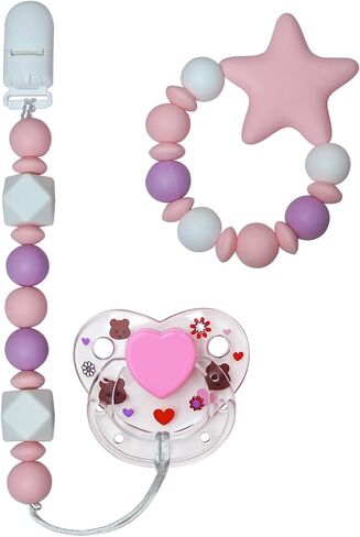 Cute Pink Style Pacifier Clip Bracelet Set with Magnetic Pacifier Reborn Dolls Toy Accessories in Saudi Arabia