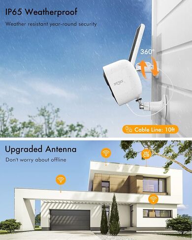 Dzees 2K Solar Wireless Outdoor Security Cameras, Battery Powered, 2-Pack | Spotlight, siren alarm, PIR AI detection, color night vision, 2.4GHz WiFi, cloud and SD storage in Saudi Arabia