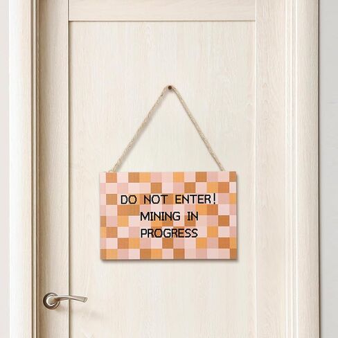Christmas Pixel Room Decor for Bedroom, Do Not Enter TNT Pixel Gaming Wooden Door Sign, Room Wood Plaque Sign 9 x 6 Inch, Mining in Progress Gaming Door Sign Hanging, Playroom Decor Hanging in Saudi Arabia
