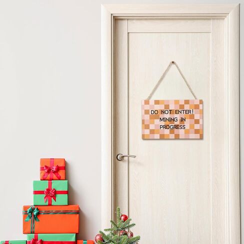 Christmas Pixel Room Decor for Bedroom, Do Not Enter TNT Pixel Gaming Wooden Door Sign, Room Wood Plaque Sign 9 x 6 Inch, Mining in Progress Gaming Door Sign Hanging, Playroom Decor Hanging in Saudi Arabia