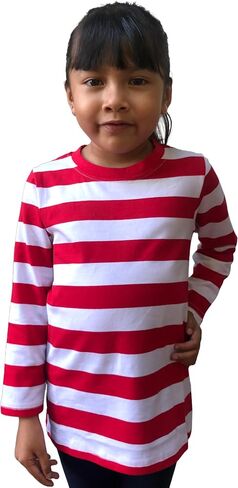 COUVER Soft Cotton Baby & Girls Crew Neck Solid/Stripe Long Sleeve Shirts in Kuwait