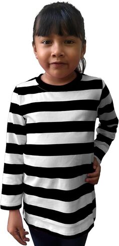 COUVER Soft Cotton Baby & Girls Crew Neck Solid/Stripe Long Sleeve Shirts in Kuwait
