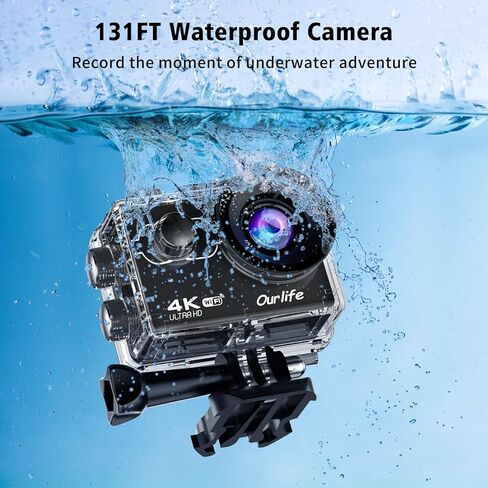 Waterproof 4K Action Camera Underwater 131FT, 4K 30FPS 16MP WiFi Ultra HD Video Camera for Vlogging Recording, Anti-shake Digital Sports Camera for Photography, Remote Control 4xZoom,170°Wide Angle in Kuwait
