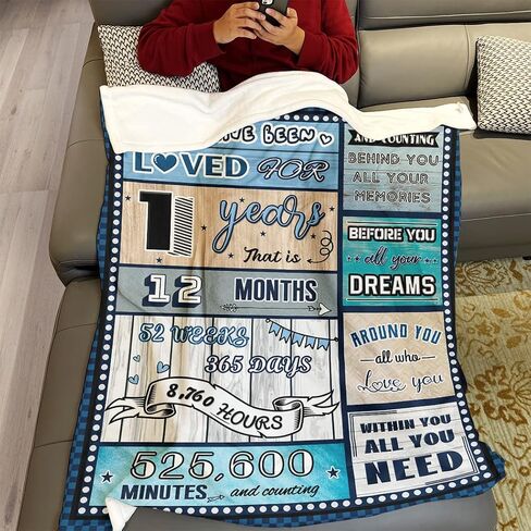 7 Year Old Boy Birthday Gift, Super Soft and Warm Happy Birthday Blanket, Digital Heartwarming Sentences Creative Design Ideal Gifts for 7th, 50"x60" in Kuwait