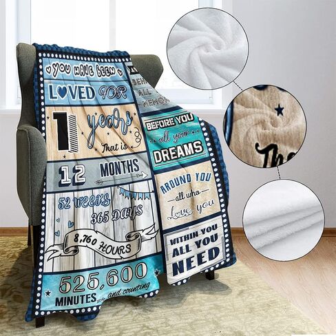 7 Year Old Boy Birthday Gift, Super Soft and Warm Happy Birthday Blanket, Digital Heartwarming Sentences Creative Design Ideal Gifts for 7th, 50"x60" in Kuwait