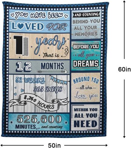 7 Year Old Boy Birthday Gift, Super Soft and Warm Happy Birthday Blanket, Digital Heartwarming Sentences Creative Design Ideal Gifts for 7th, 50"x60" in Kuwait