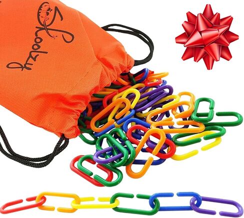 Skoolzy 120 Pcs Plastic Chain Links Rainbow - Math Links for Preschoolers, Math Manipulatives for Early Learning, Perfect for Classroom Activities, Fine Motor Skill Development in Saudi Arabia