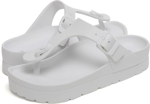 Happyo MUCHO MAHALO Maui Women's Platform Sandals, Adjustable Buckle Flat Sandals with Arch Support, EVA Foam Slides with Thick Soles Extra Cushion in Saudi Arabia