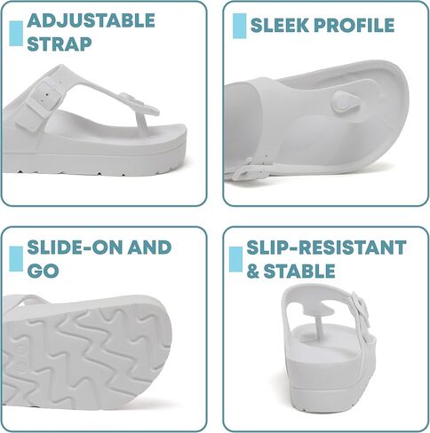 Happyo MUCHO MAHALO Maui Women's Platform Sandals, Adjustable Buckle Flat Sandals with Arch Support, EVA Foam Slides with Thick Soles Extra Cushion in Saudi Arabia