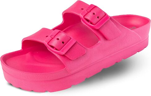 Happyo MUCHO MAHALO Maui Women's Platform Sandals, Adjustable Buckle Flat Sandals with Arch Support, EVA Foam Slides with Thick Soles Extra Cushion in Saudi Arabia