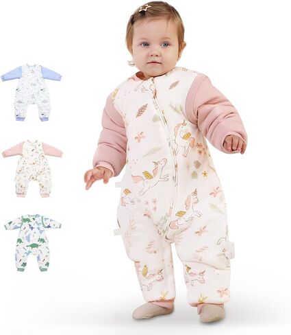 Baby Sleep Sack with Feet, Toddler Sleep Sack 2T-3T, 100% Cotton with Removable Long Sleeves Thicken 2.5 Tog (Horse, Middle) in Saudi Arabia