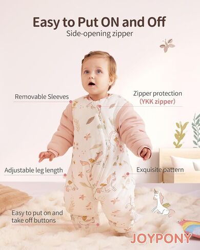 Baby Sleep Sack with Feet, Toddler Sleep Sack 2T-3T, 100% Cotton with Removable Long Sleeves Thicken 2.5 Tog (Horse, Middle) in Saudi Arabia