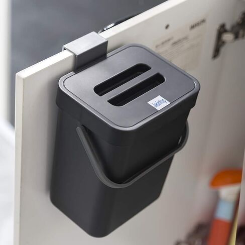 Compost Bin for Kitchen Countertop Under Sink,Bathroom Hanging Small Trash Can with Lid,Mountable Food Waste Bucket,1.3 Gal/5 L Series,Black in Saudi Arabia