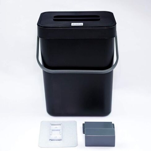 Compost Bin for Kitchen Countertop Under Sink,Bathroom Hanging Small Trash Can with Lid,Mountable Food Waste Bucket,1.3 Gal/5 L Series,Black in Saudi Arabia