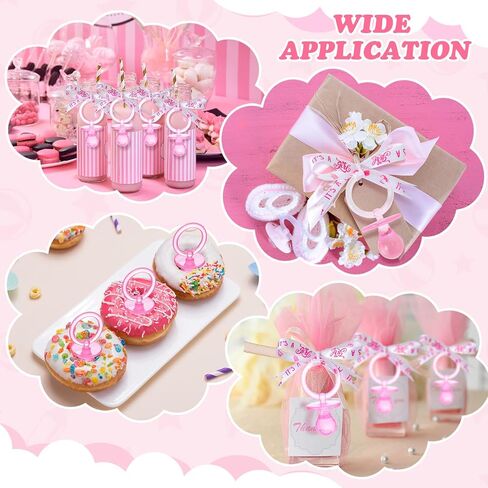 Coume 36Pcs Baby Shower Pacifiers Necklace Acrylic Baby Pacifiers Party Favors Pacifiers Charm Pacifiers Necklace for Girls Boys Baby Shower Party Decorations Gender Reveal Table Scatter (White, Pink) in Saudi Arabia