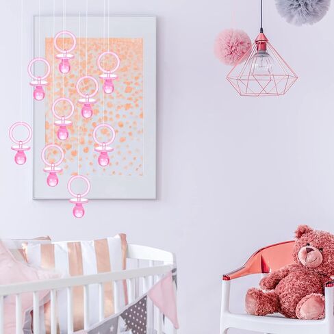 Coume 36Pcs Baby Shower Pacifiers Necklace Acrylic Baby Pacifiers Party Favors Pacifiers Charm Pacifiers Necklace for Girls Boys Baby Shower Party Decorations Gender Reveal Table Scatter (White, Pink) in Saudi Arabia