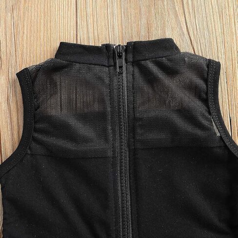 Toddler Girls Sleeveless Mesh Crop Tops + Maxi Black Ruffled Tulle Skirts Dress Summer Kids Clothing Sets in Kuwait