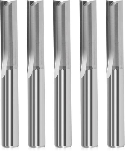 CNC Straight Router Bits 0.24 Inch (6mm) Shank, 2 Flutes Straight End Mill CNC Milling Cutter, Tungsten Steel CNC Bits 22mm CEL/50mm OAL for MDF PVC Acrylic Woodworking(6x22mm, 5PCS) in Saudi Arabia
