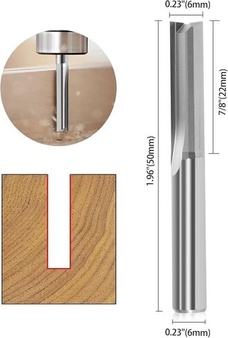 CNC Straight Router Bits 0.24 Inch (6mm) Shank, 2 Flutes Straight End Mill CNC Milling Cutter, Tungsten Steel CNC Bits 22mm CEL/50mm OAL for MDF PVC Acrylic Woodworking(6x22mm, 5PCS) in Saudi Arabia