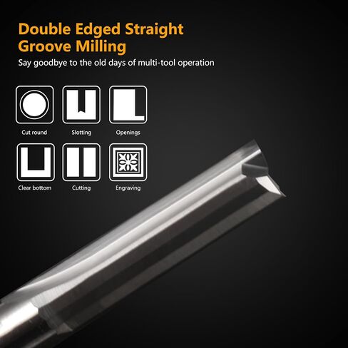 CNC Straight Router Bits 0.24 Inch (6mm) Shank, 2 Flutes Straight End Mill CNC Milling Cutter, Tungsten Steel CNC Bits 22mm CEL/50mm OAL for MDF PVC Acrylic Woodworking(6x22mm, 5PCS) in Saudi Arabia