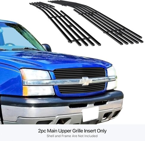إدراج شبكة البليت 8x6 من الفولاذ المقاوم للصدأ الفاخر من APS متوافق مع Chevy Silverado 1500 SS HD 2003-2005 و03-04 2500 3500 و02-06 Avalanche بدون تكسية الجسم الجزء العلوي الرئيسي N19-S71756C in Kuwait