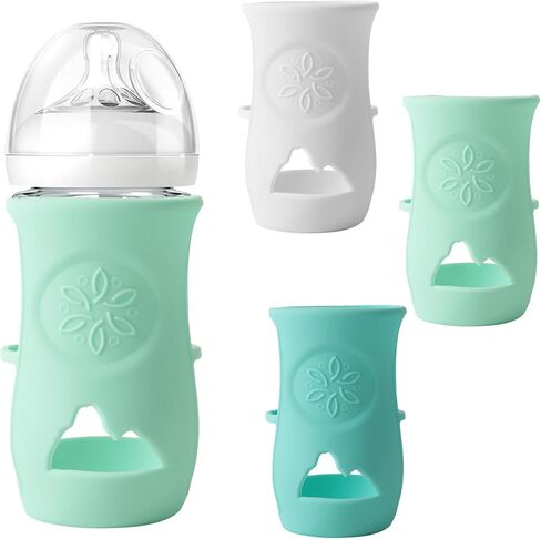 (3-Pack, 8 oz) Silicone Baby Bottle Sleeves Compatible with Avent Natural Glass Baby Bottles Anti-Colic Baby Bottle Cover for Philips Avent Glass Natural Baby Bottle 4 oz in Saudi Arabia