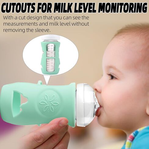 (3-Pack, 8 oz) Silicone Baby Bottle Sleeves Compatible with Avent Natural Glass Baby Bottles Anti-Colic Baby Bottle Cover for Philips Avent Glass Natural Baby Bottle 4 oz in Saudi Arabia