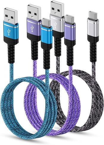 USB C Charger Cable Fast Charging 3 Pack 3ft for Samsung Galaxy Z Fold 6 Flip 6 S24 Ultra A15 5G A35 A14 A54 S23 FE S22 S21 S20 A32 A12 iPhone 15 Pro Max,3.1A Car USB A to C Android Phone Power Cord in Kuwait