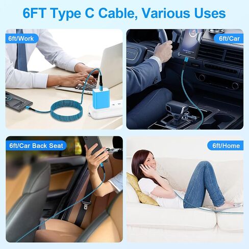 USB C Charger Cable Fast Charging 3 Pack 3ft for Samsung Galaxy Z Fold 6 Flip 6 S24 Ultra A15 5G A35 A14 A54 S23 FE S22 S21 S20 A32 A12 iPhone 15 Pro Max,3.1A Car USB A to C Android Phone Power Cord in Kuwait