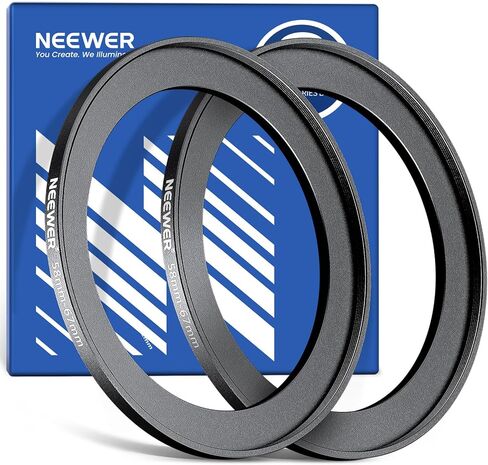 NEEWER 72-82mm Step Up Ring Adapter (2 Pack) with Cleaning Cloth, Ultra Slim Aluminum Alloy Lens Filter Adapter Ring for 72mm Camera Lens to Use 82mm Filter in Saudi Arabia