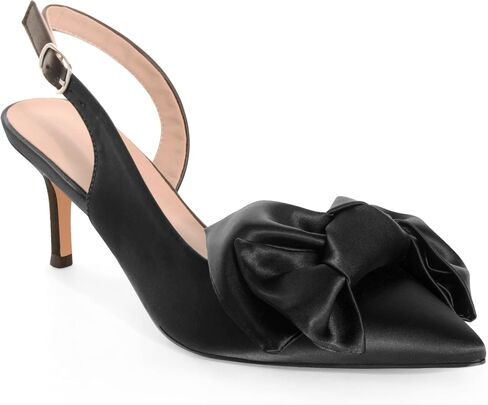 Kitten Heels for Women Closed Toe Bow Heels Shoes Pointed Toe Sling back Bow Heels in Kuwait