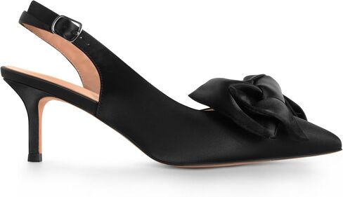 Kitten Heels for Women Closed Toe Bow Heels Shoes Pointed Toe Sling back Bow Heels in Kuwait