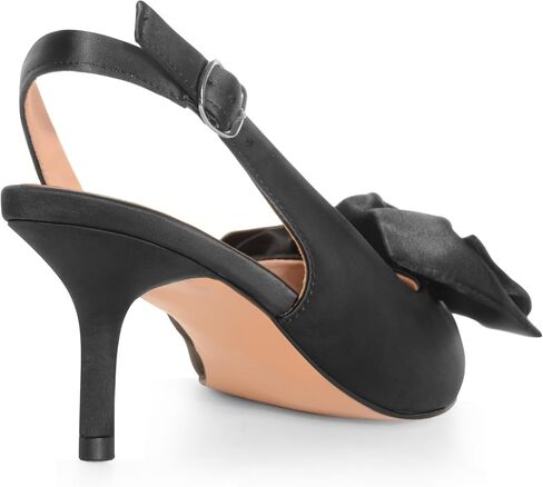 Kitten Heels for Women Closed Toe Bow Heels Shoes Pointed Toe Sling back Bow Heels in Kuwait