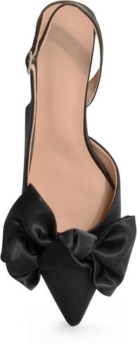 Kitten Heels for Women Closed Toe Bow Heels Shoes Pointed Toe Sling back Bow Heels in Kuwait
