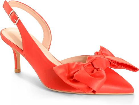Kitten Heels for Women Closed Toe Bow Heels Shoes Pointed Toe Sling back Bow Heels in Kuwait