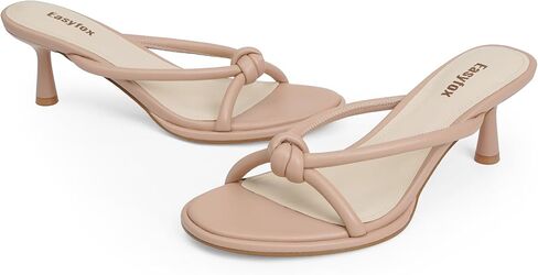 Womens Heeled Sandals Rounded Open Toe Kitten Heels Slip on Bow Mules Sandals Comfort Dress Party Shoes in Saudi Arabia